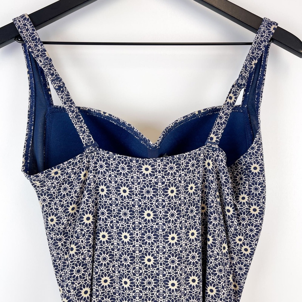 Niptuck (10) Womens Ruched Multi Fit Cup One Piece Swim Suit Floral Navy Blue - Picture 6 of 9